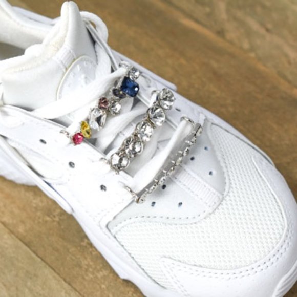 3PC Rhinestone Shoelace Silver Tone Sneaker Charm - Picture 10 of 10